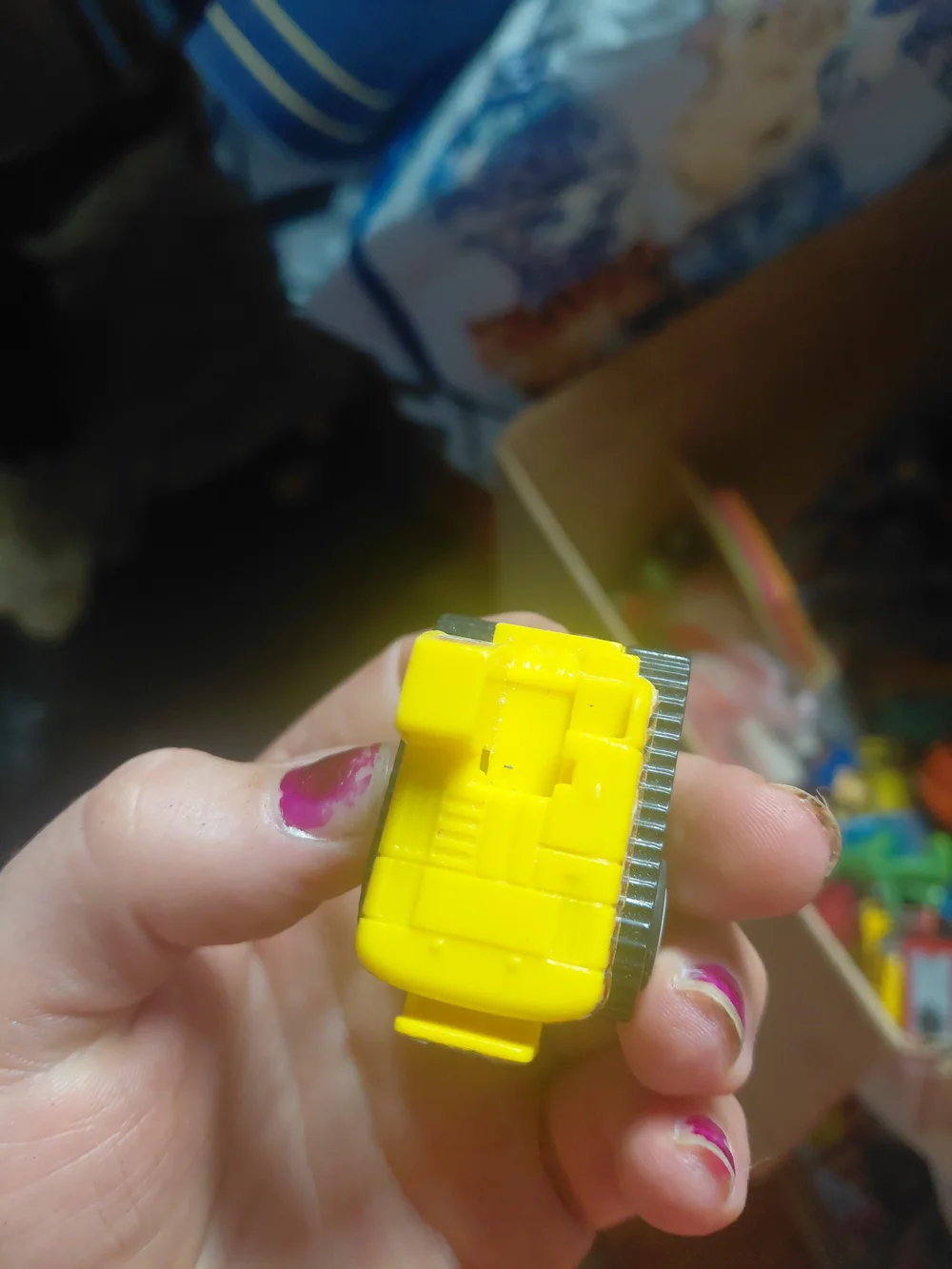 yellow plastic Kid Galaxy bulldozer toy features 